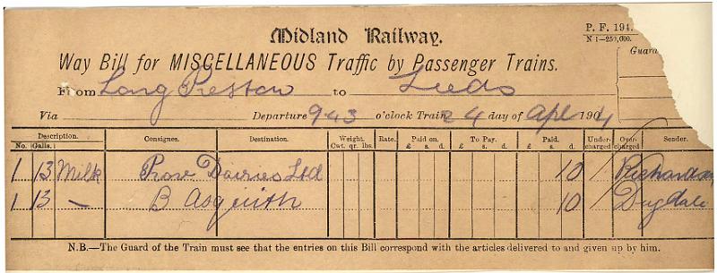 Milk 24-04-04 to Leeds - Prov Dairies - Asquith (26 galls).jpg - Way Bill: Milk 24-04-04 to Leeds - Prov Dairies & Asquith (26 galls)